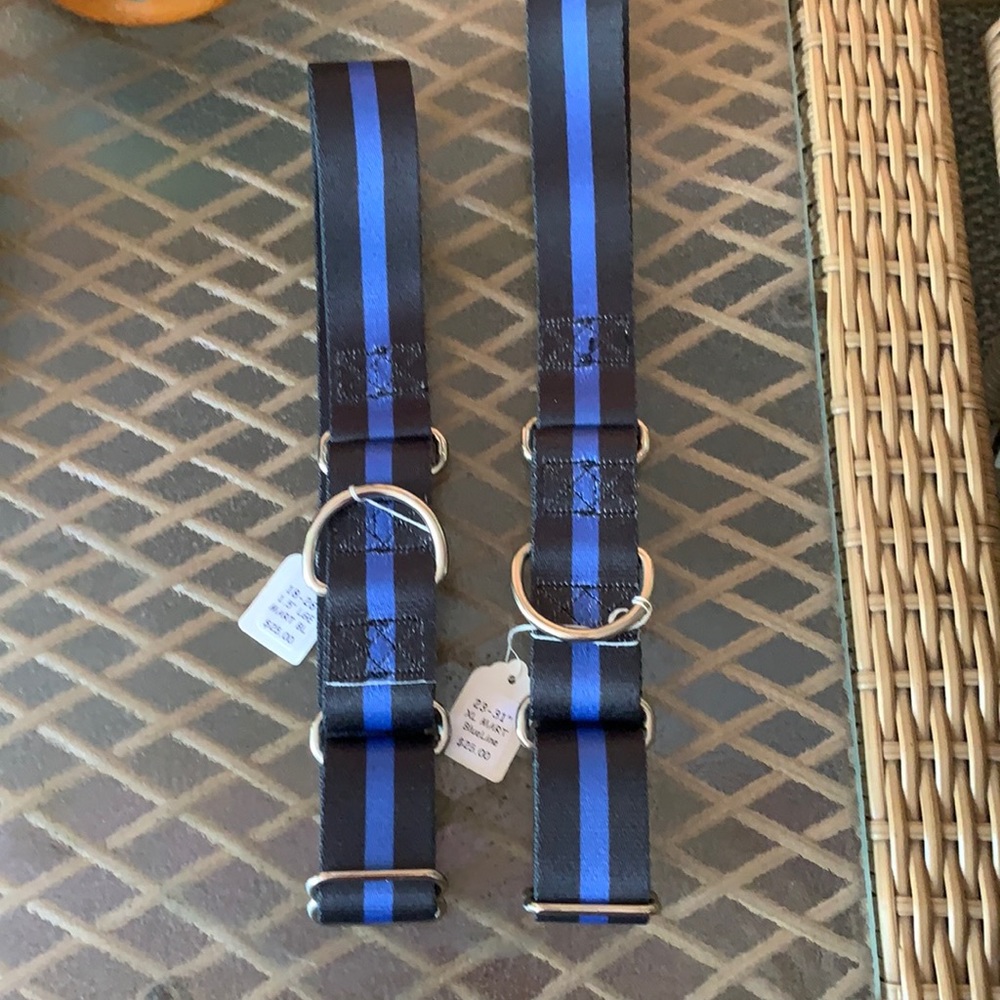 Handcrafted Blueline Martingale Dog Collar